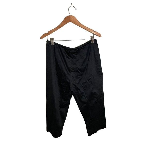 Eric Casual Grandma Cropped Pants Womens Size 12 Flat Front Side Zip Black FLAW - Picture 1 of 5
